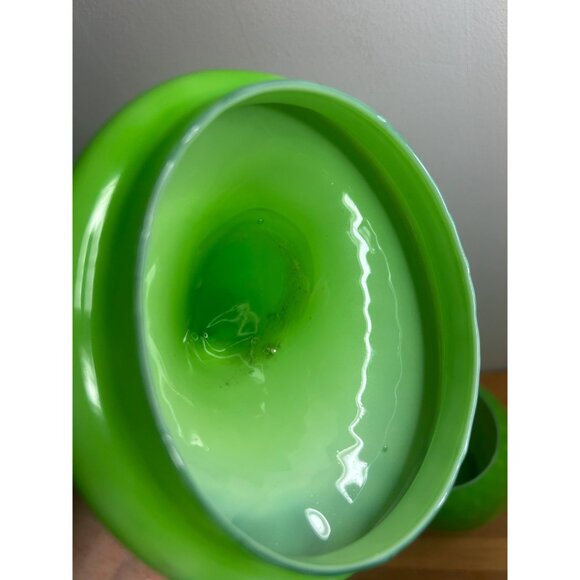 Empoli Large Vintage green Apothecary Jar Italian Art Glass Midcentury - Picture 3 of 9